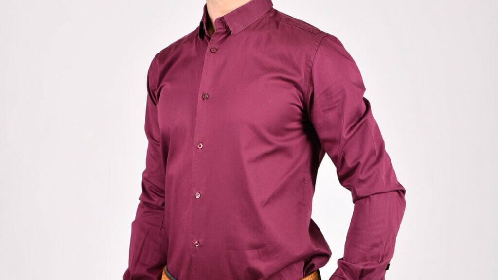 maroon non iron shirt without any wrinkles