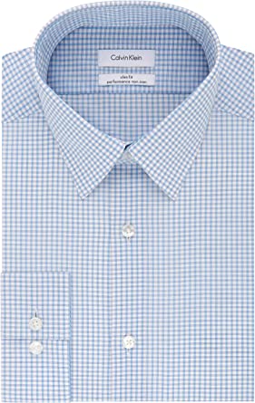 blue and white check non iron shirt from Calvin Klein