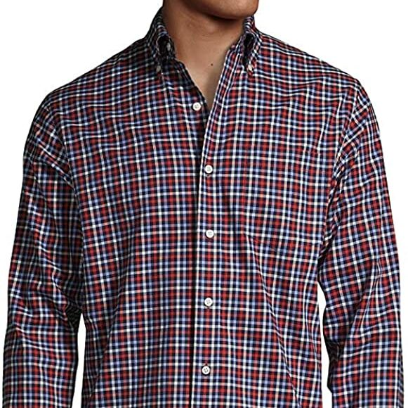 Land's check pattern shirt with white button