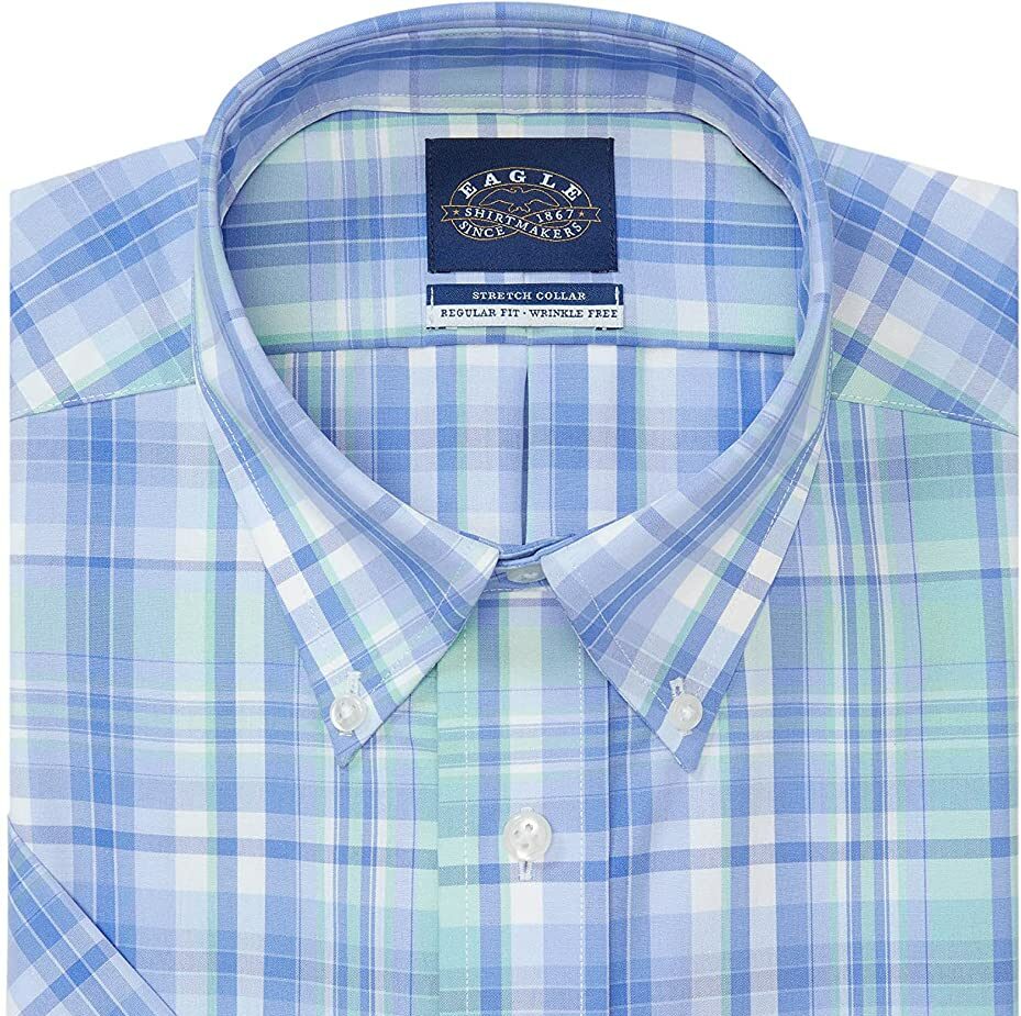Blue and white check wrinkle free shirt from Eagle
